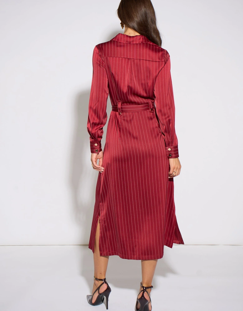 Mulberry Pinstripe Shirt Utility Belted Shirt Dress