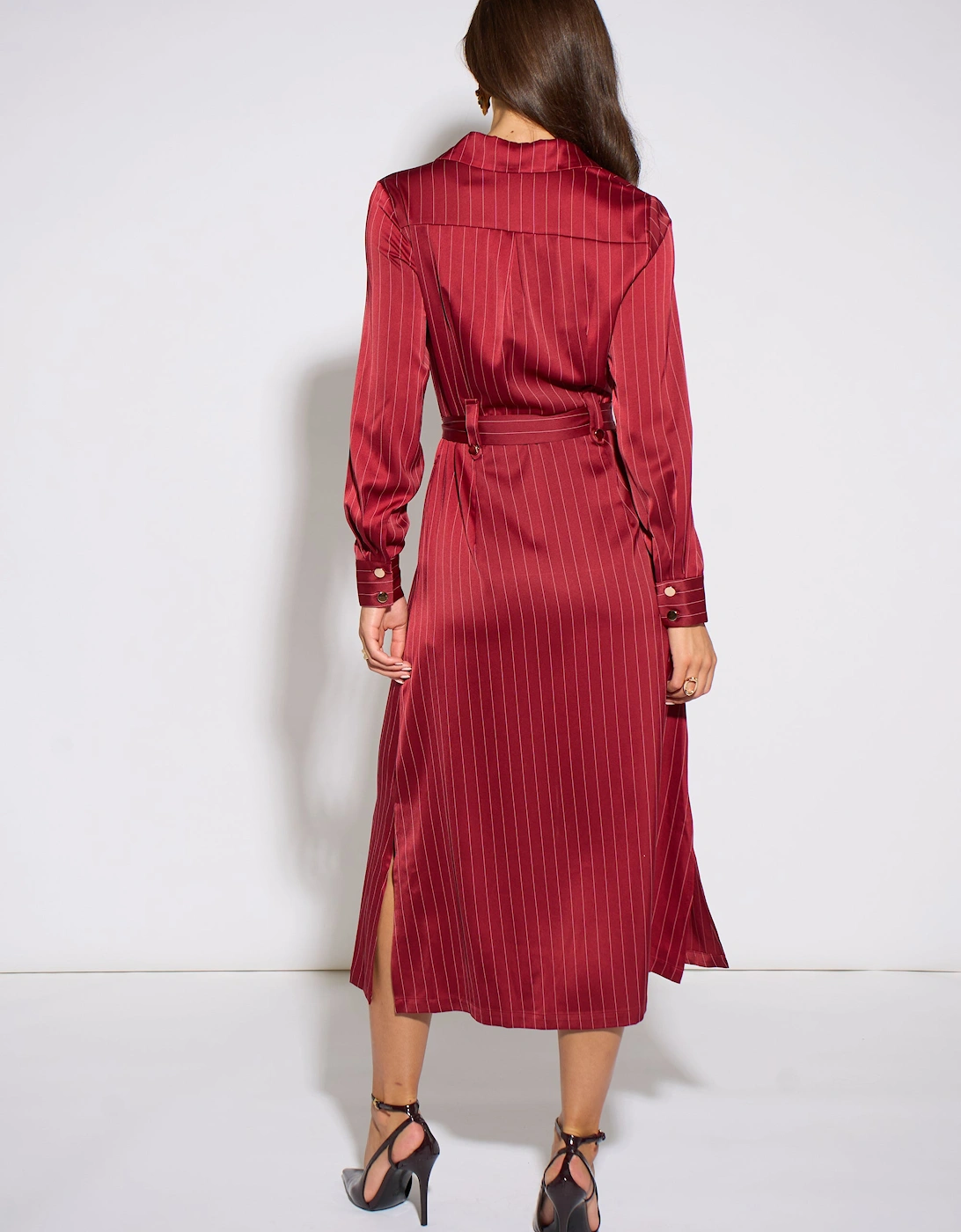 Mulberry Pinstripe Shirt Utility Belted Shirt Dress