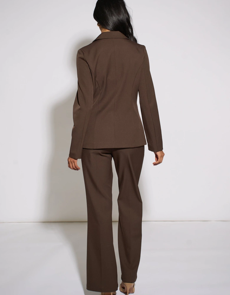 Brown Fashion Tailoring Gold Button Blazer