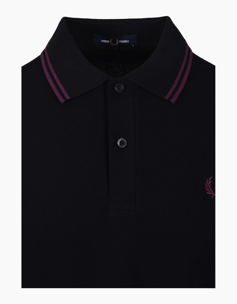 FRED PERRY TWIN TIPPED POLO BLACK/PLUM
