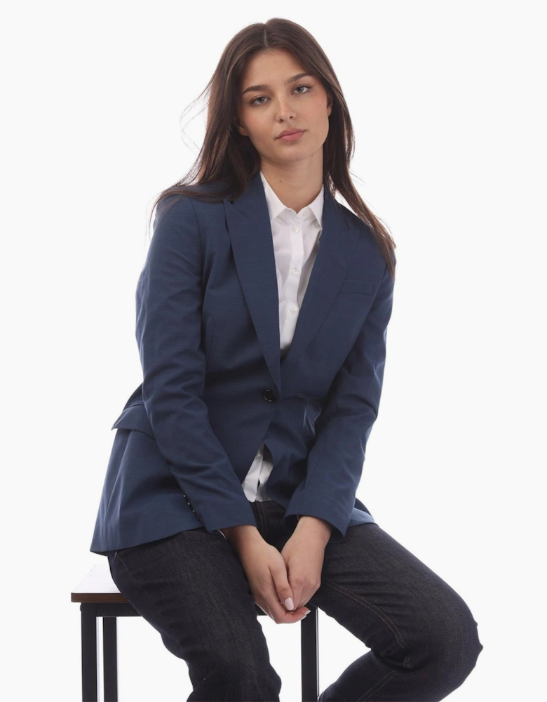 Solid Patterned Single Button Notch Collared Suit Jacket