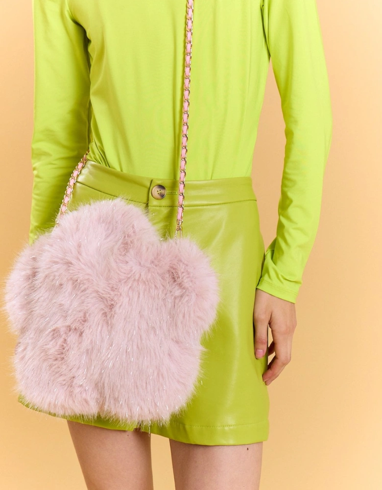 Metallic Bamboo Daisy Faux Fur  Bag
