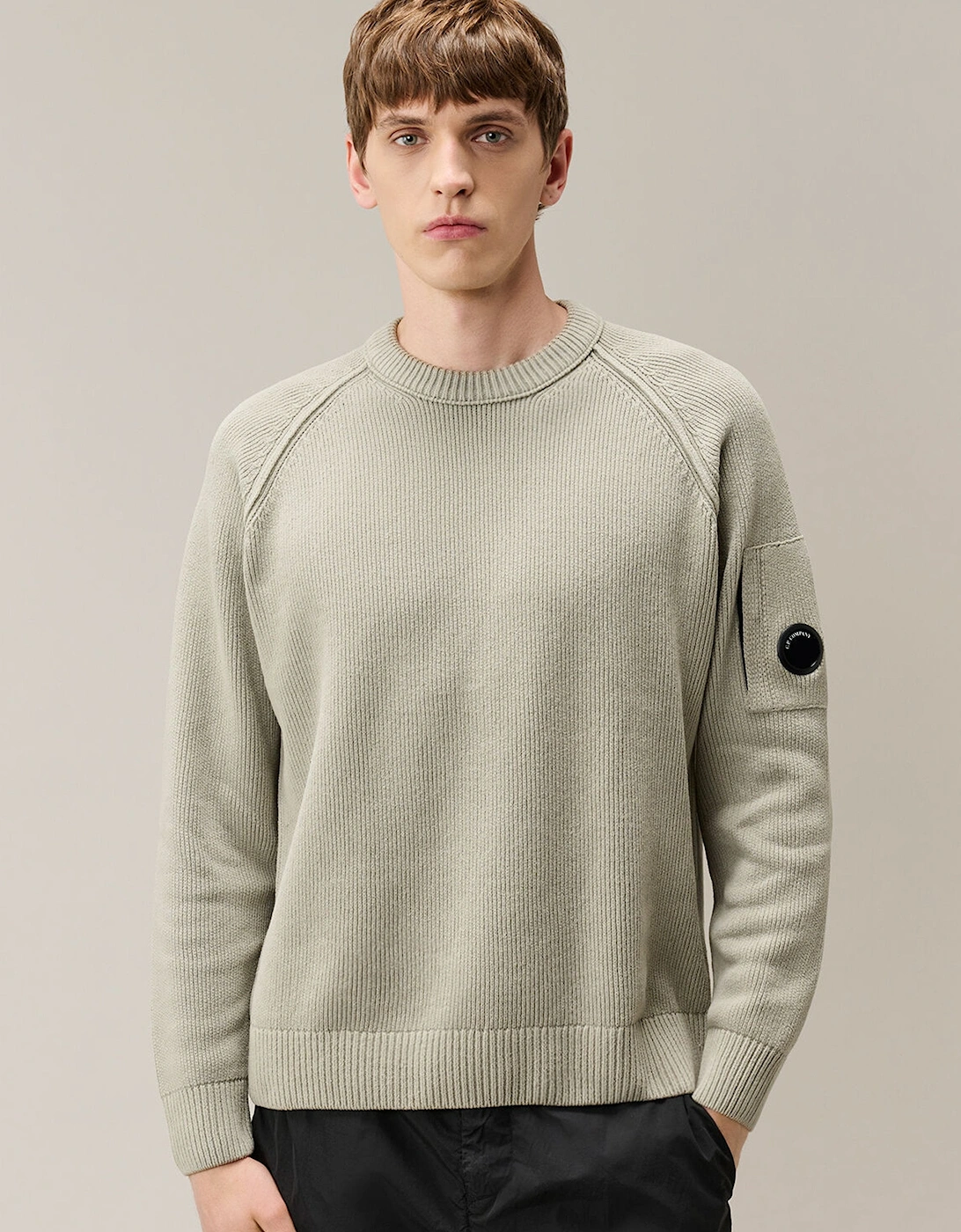 Chenille Cotton Lens Sweater Grey