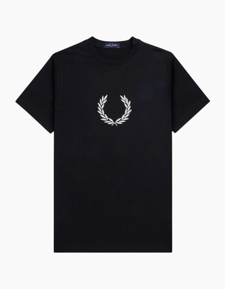 Fred Perry Mens T Shirt Textured Laurel Wreath Logo Crew Neck Short Sleeve Summer Tee