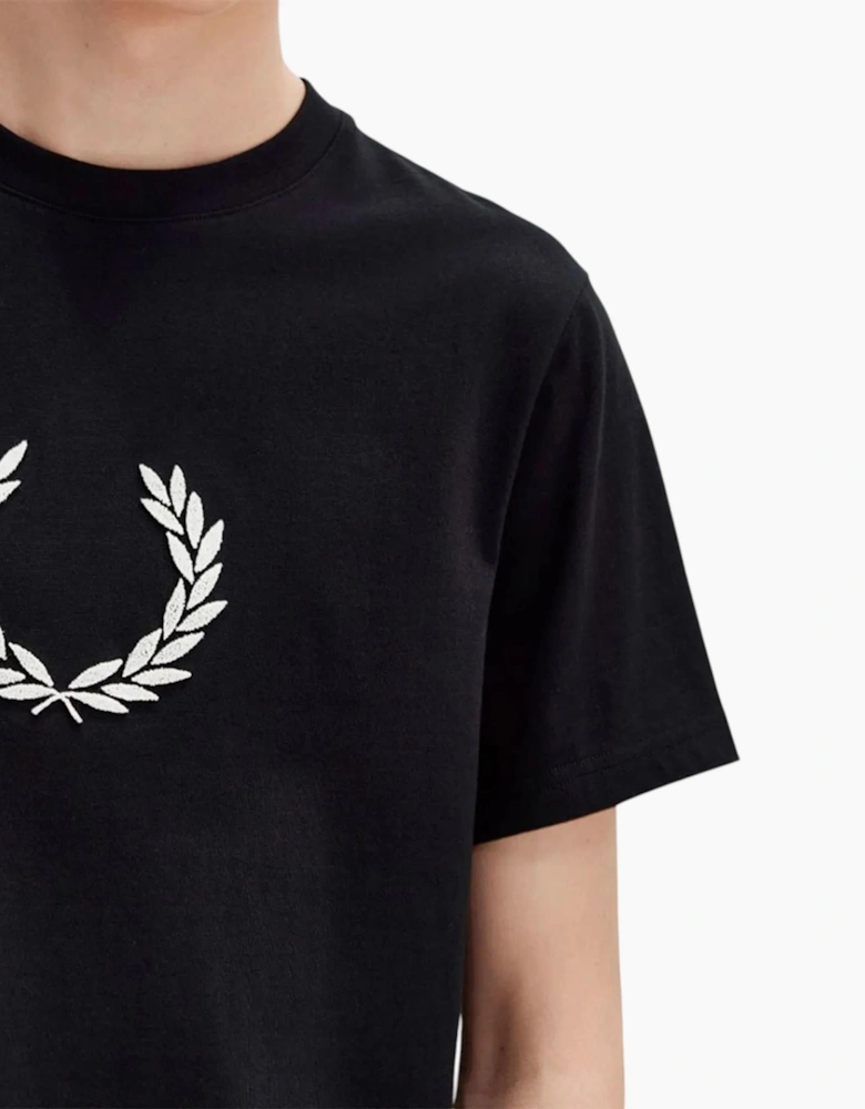 Fred Perry Mens T Shirt Textured Laurel Wreath Logo Crew Neck Short Sleeve Summer Tee