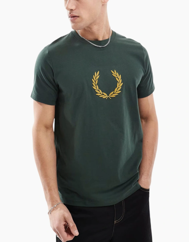 Fred Perry Mens T Shirt Textured Laurel Wreath Logo Crew Neck Short Sleeve Summer Tee