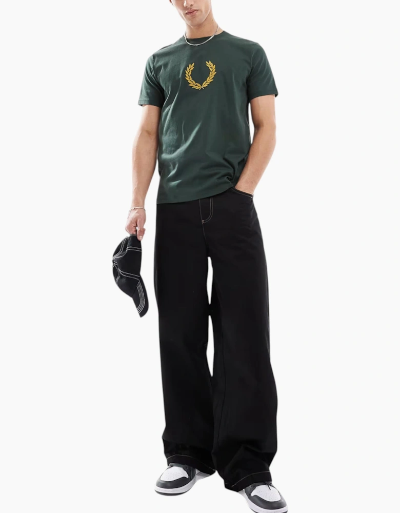Fred Perry Mens T Shirt Textured Laurel Wreath Logo Crew Neck Short Sleeve Summer Tee