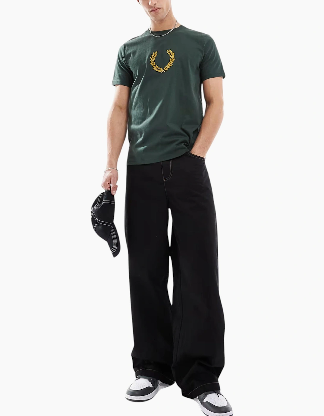 Fred Perry Mens T Shirt Textured Laurel Wreath Logo Crew Neck Short Sleeve Summer Tee
