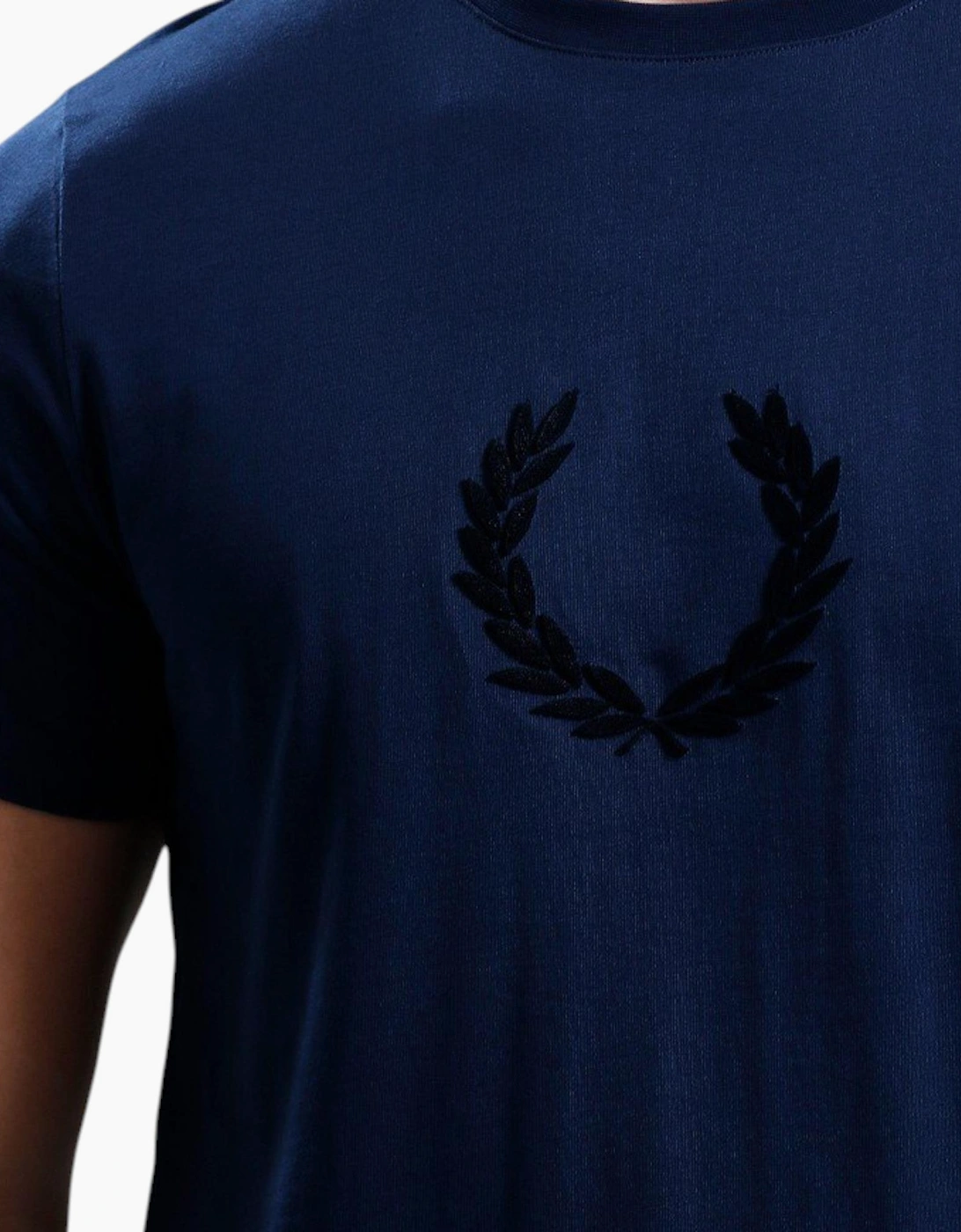 Fred Perry Mens T Shirt Textured Laurel Wreath Logo Crew Neck Short Sleeve Summer Tee
