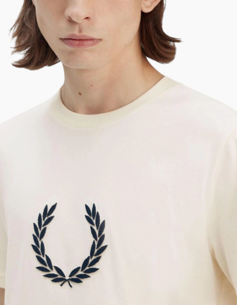 Fred Perry Mens T Shirt Textured Laurel Wreath Logo Crew Neck Short Sleeve Summer Tee