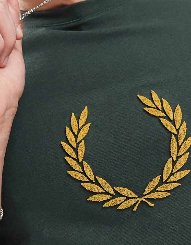 Fred Perry Mens T Shirt Textured Laurel Wreath Logo Crew Neck Short Sleeve Summer Tee