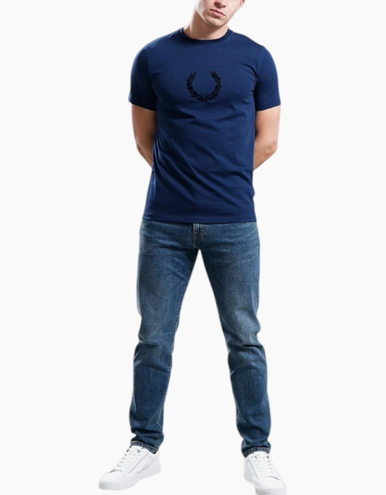 Fred Perry Mens T Shirt Textured Laurel Wreath Logo Crew Neck Short Sleeve Summer Tee