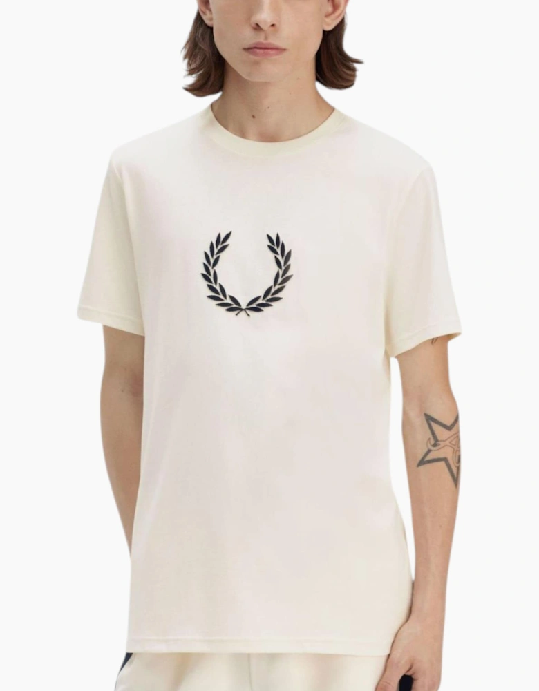 Fred Perry Mens T Shirt Textured Laurel Wreath Logo Crew Neck Short Sleeve Summer Tee
