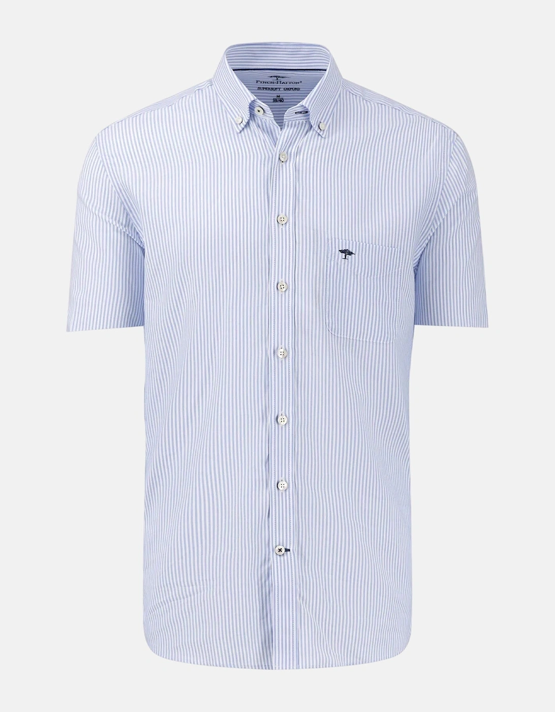 Short Sleeved Oxford Button Down Shirt Light Blue Stripe, 3 of 2
