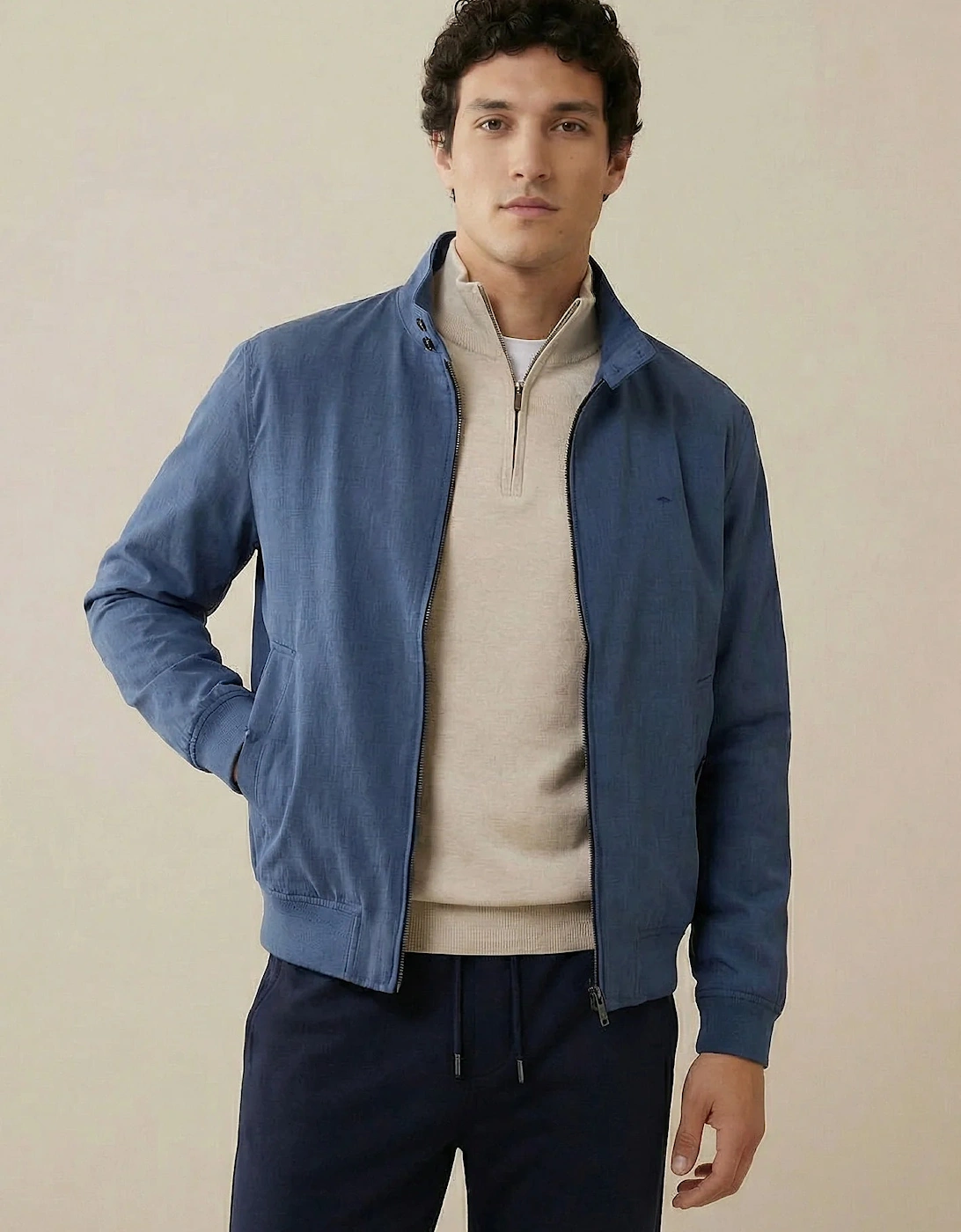 Pure Linen Harrington Jacket Horizon Blue