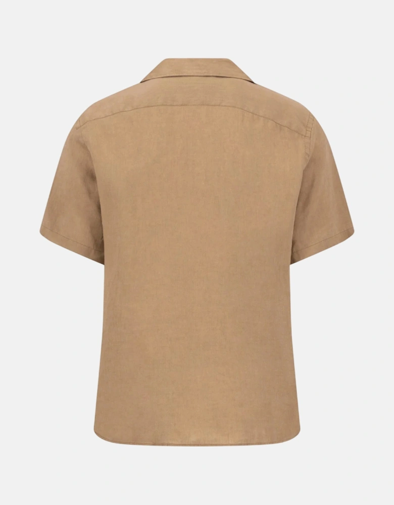 Pure Linen Lapel Collar Short Sleeved Shirt Elephant Grey