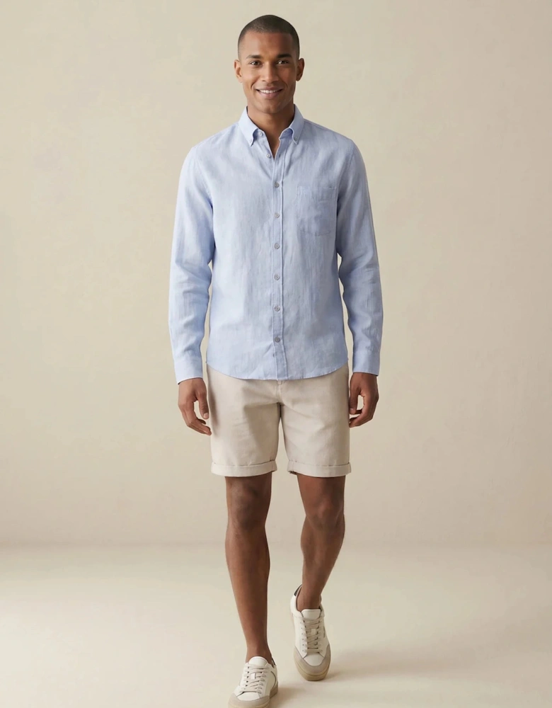 Needle Stripe Linen Button Down Shirt New Breeze