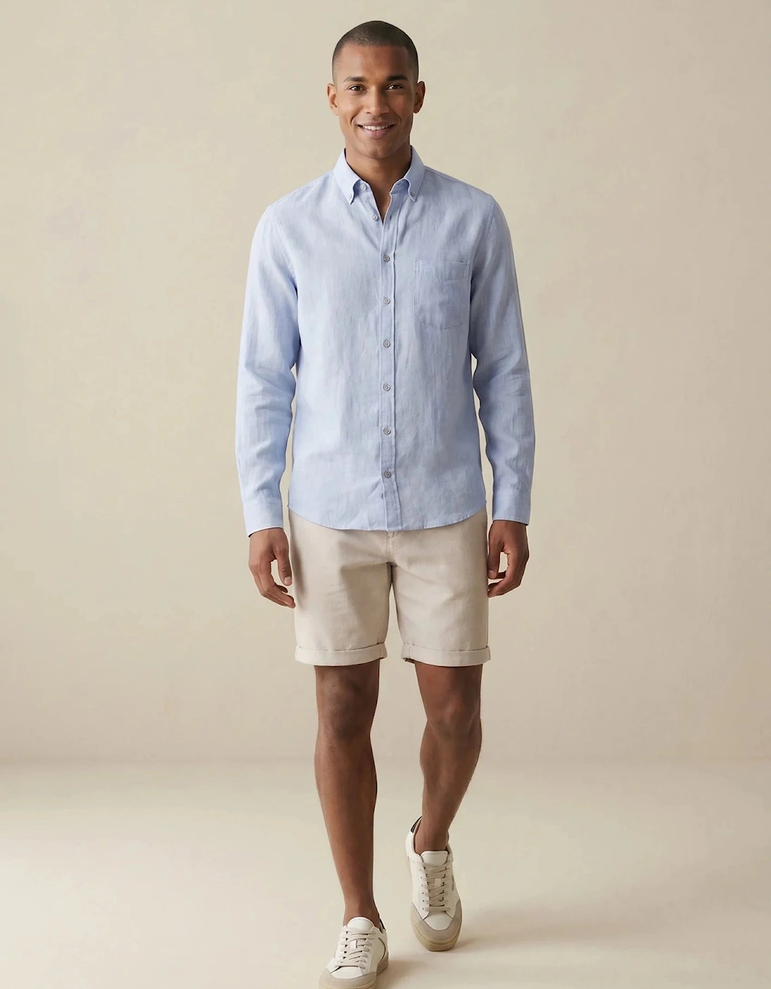 Needle Stripe Linen Button Down Shirt New Breeze