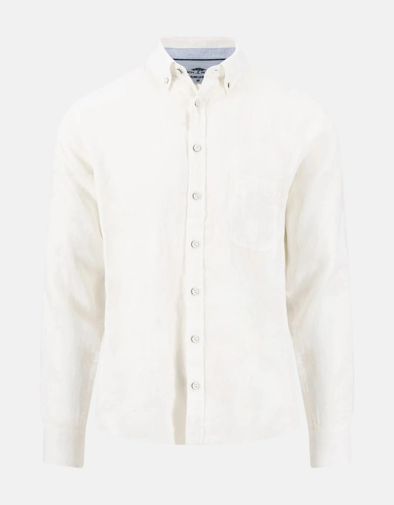 Pure Linen Button Down Shirt White