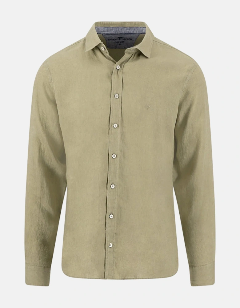 Kent Collar Pure Linen Shirt Pistachio