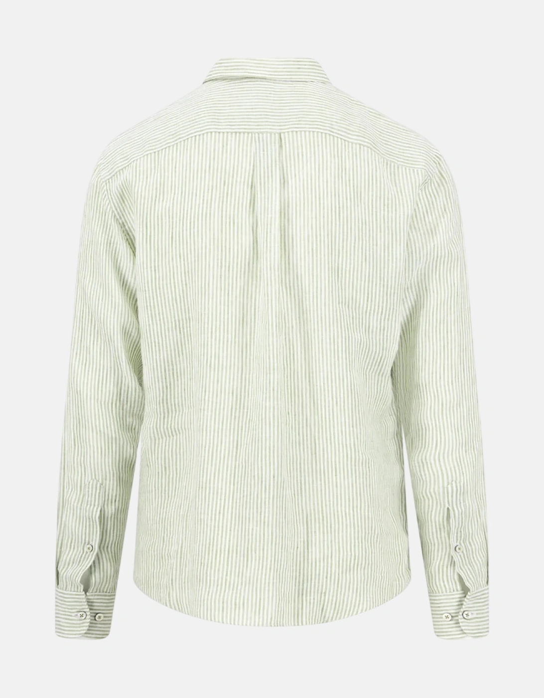 Bengal Stripe Pure Linen Button Down Shirt Avocado