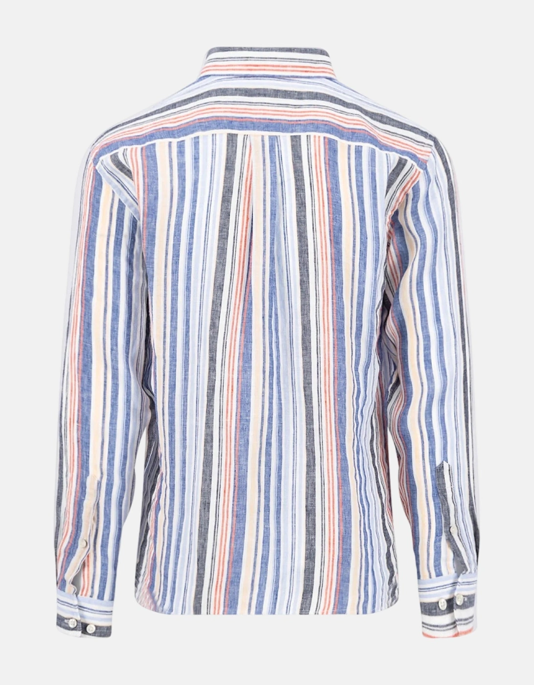 Stripe Pattern Pure Linen Button Down Shirt Tangerine
