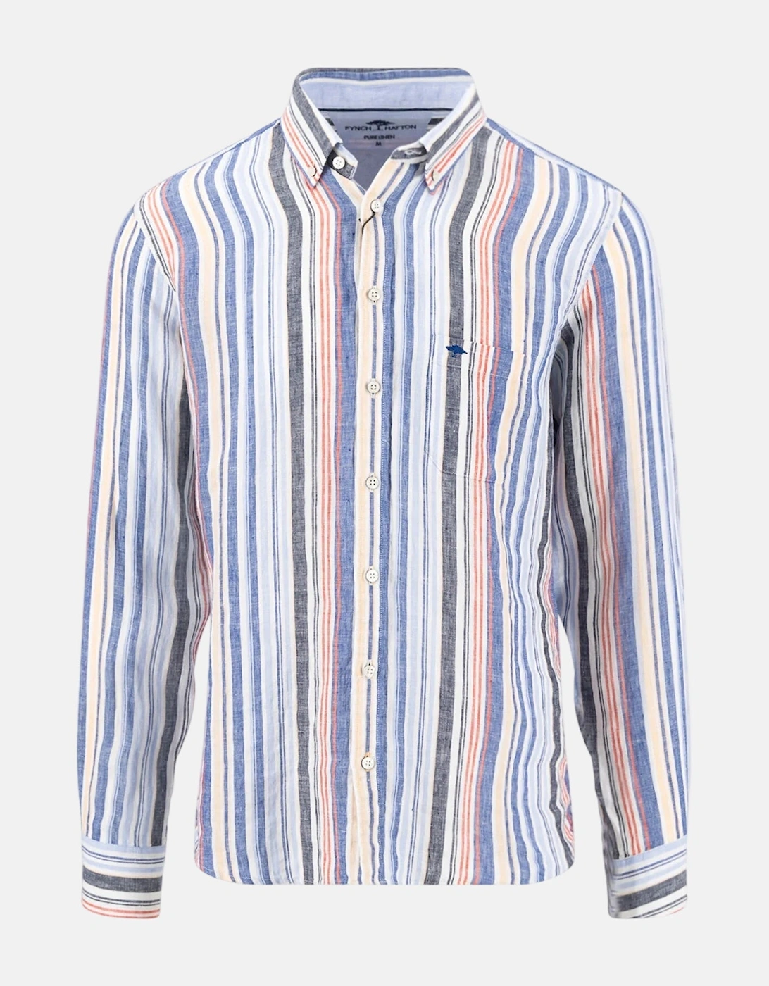 Stripe Pattern Pure Linen Button Down Shirt Tangerine, 3 of 2
