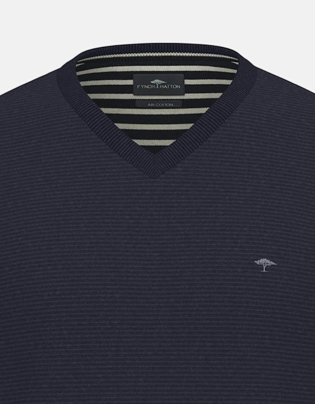 Fine Knit Air Cotton V-Neck Sweater Navy