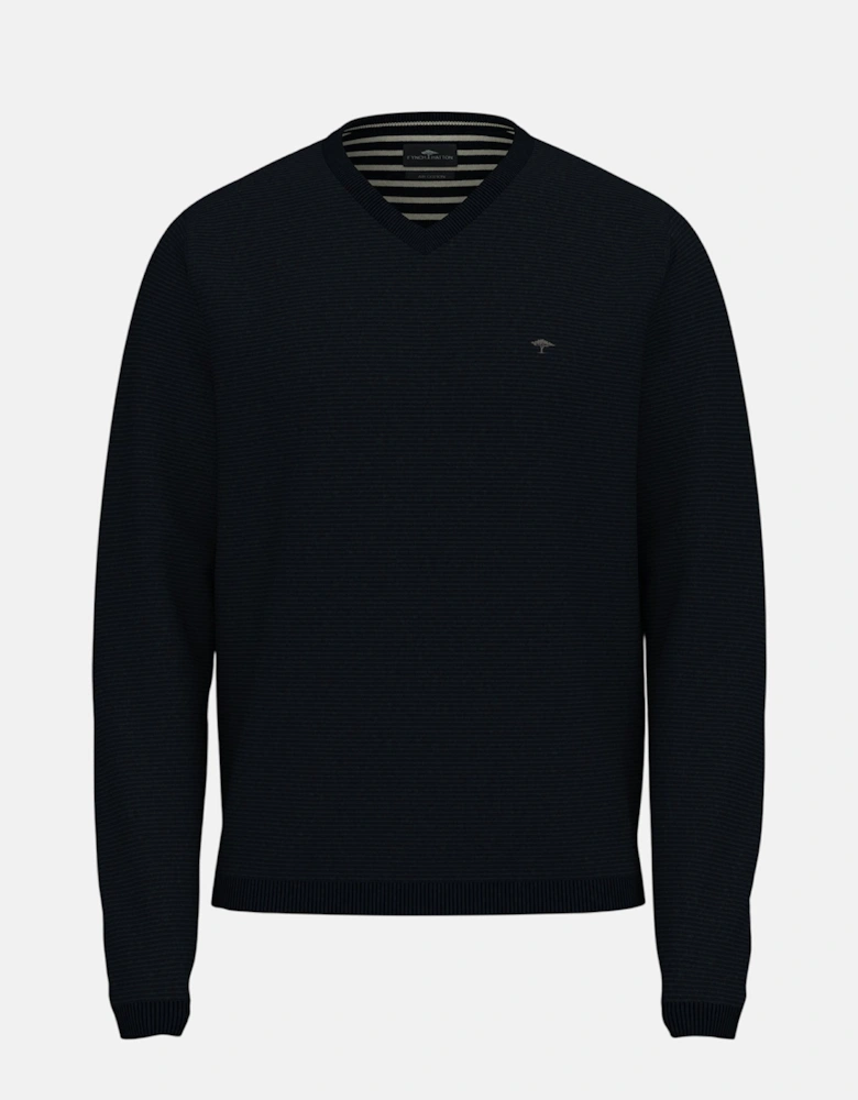Fine Knit Air Cotton V-Neck Sweater Navy