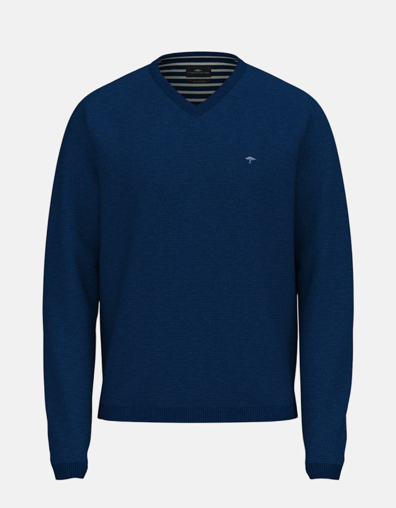 Fine Knit Air Cotton V-Neck Sweater Midnight