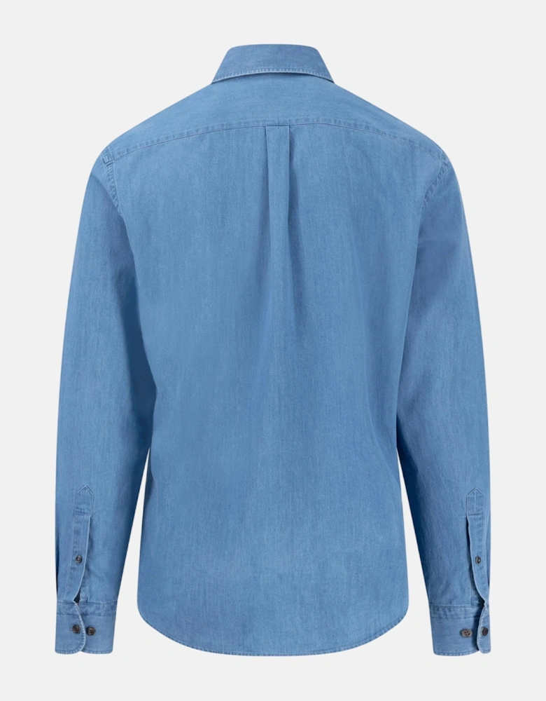 Washed Denim Button Down Shirt Crystal Blue