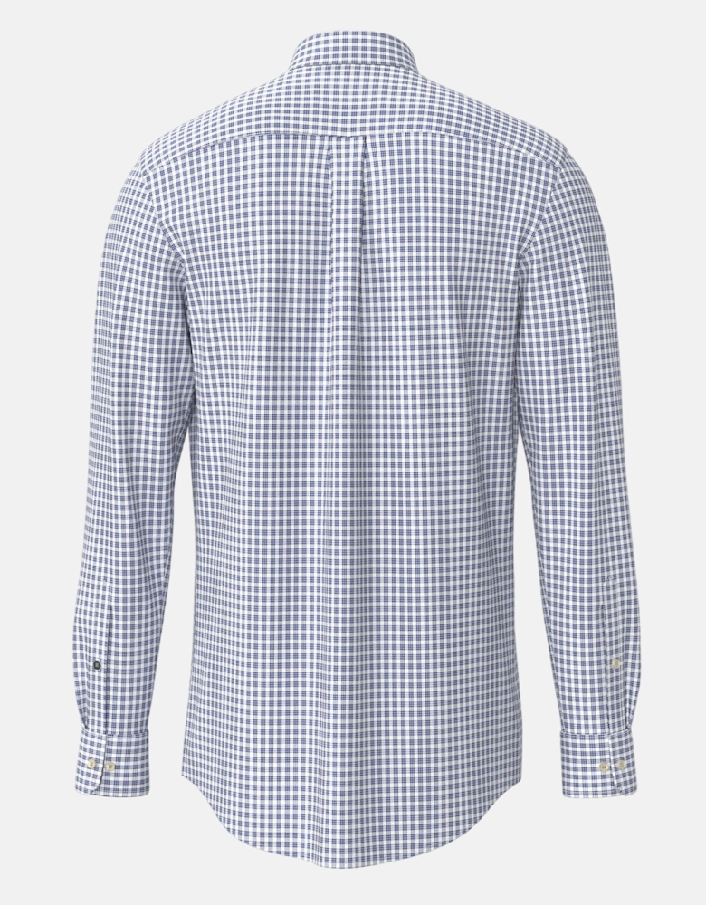 Cotton Oxford Check Button Down Shirt Harbour Blue