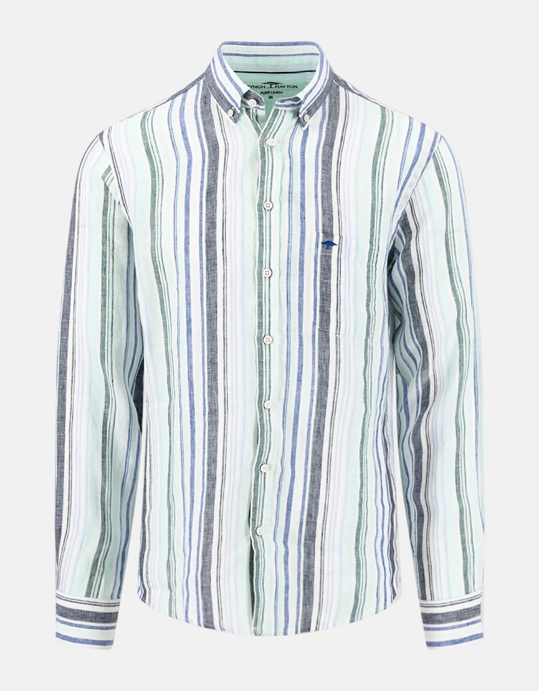 Stripe Pattern Pure Linen Button Down Shirt Mint, 3 of 2