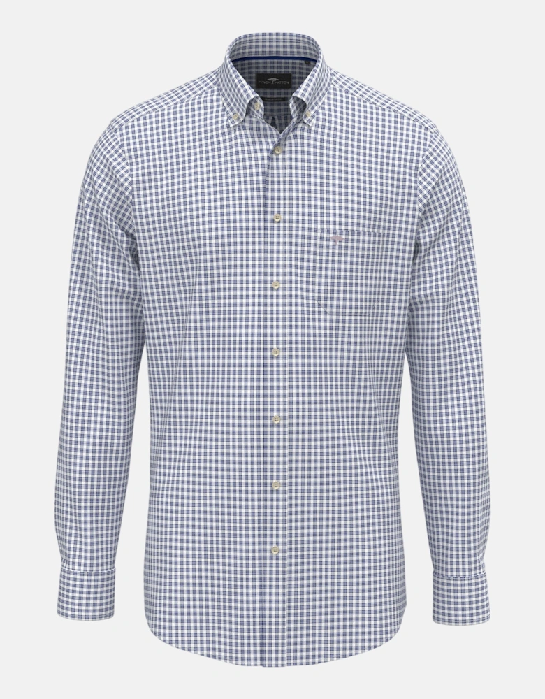 Cotton Oxford Check Button Down Shirt Harbour Blue