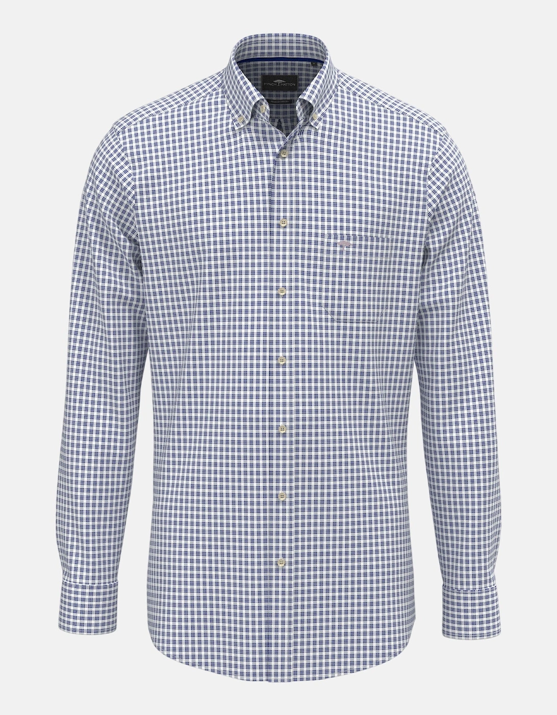 Cotton Oxford Check Button Down Shirt Harbour Blue, 3 of 2