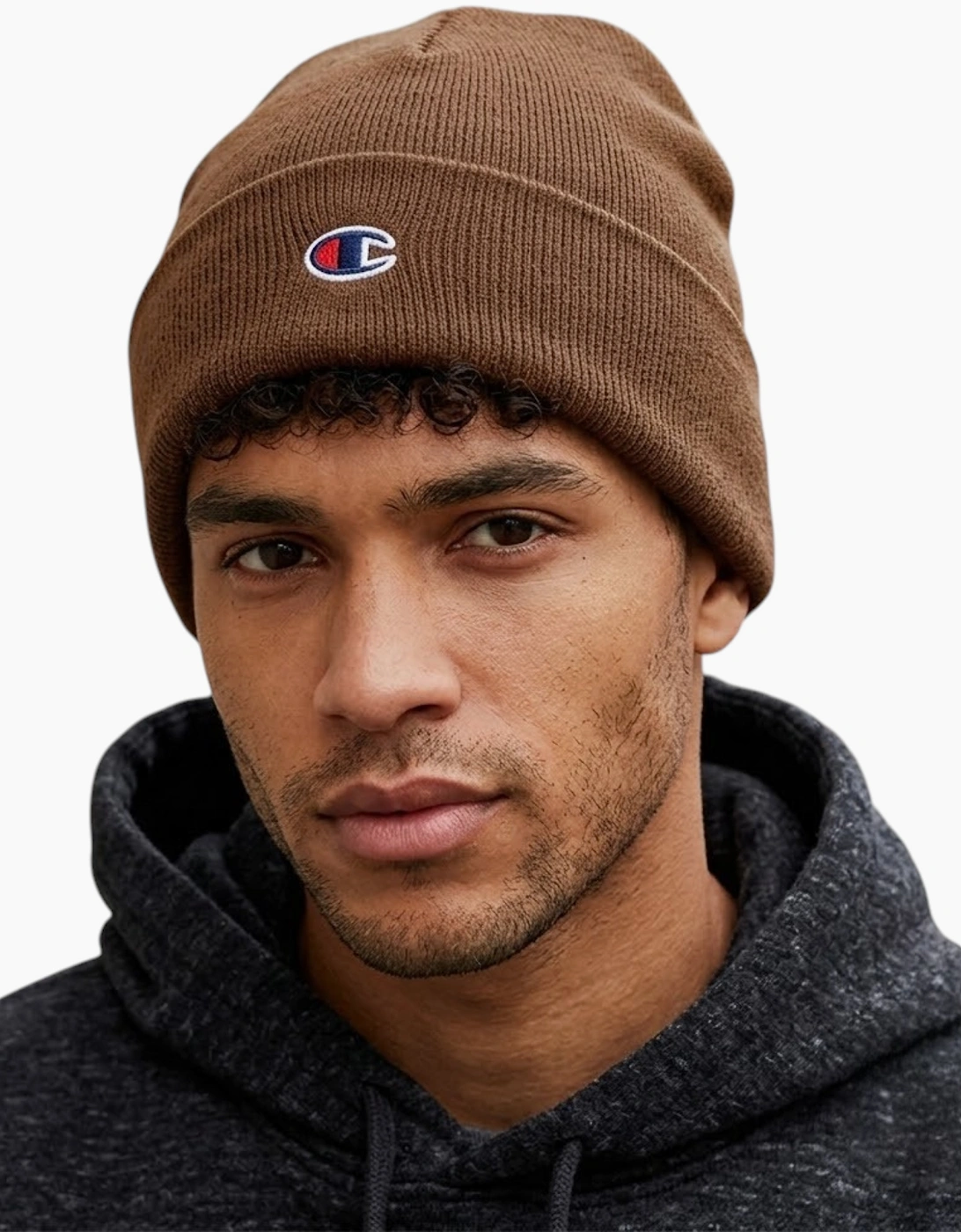 Champion Men's Brown Beanie Hat Winter Warm Thick Knitted Ribbed Outdoor Unisex Caps