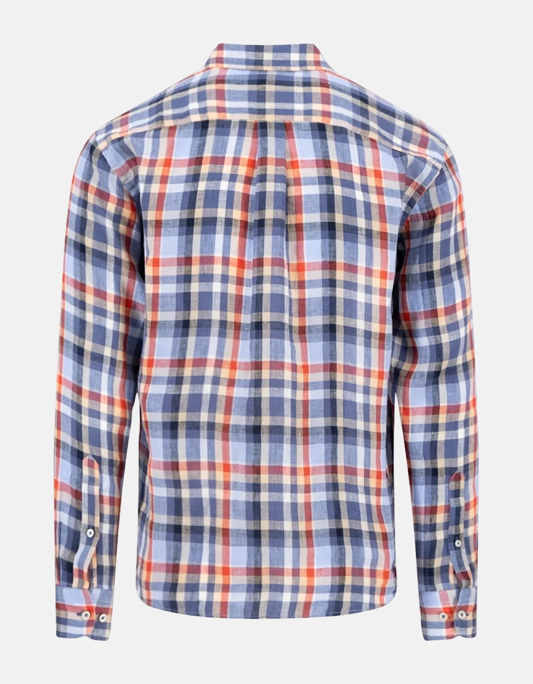 Check Pattern Pure Linen Button Down Shirt Spicy Red