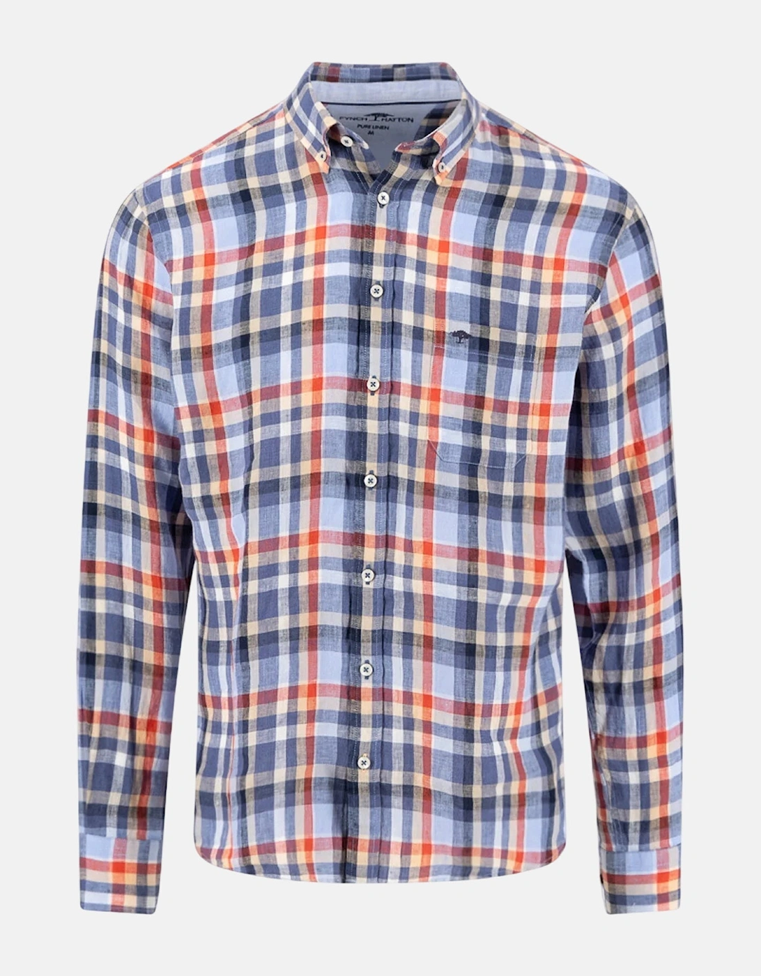 Check Pattern Pure Linen Button Down Shirt Spicy Red, 3 of 2