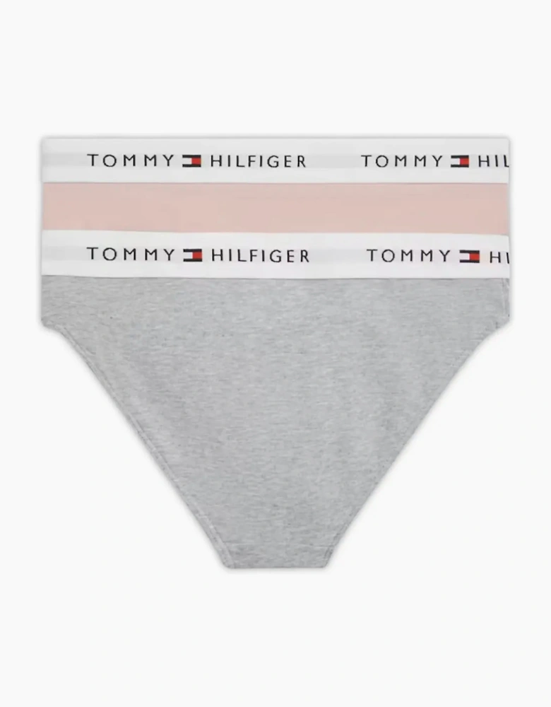 Girls 2-Pack Heritage Logo Bikini Briefs, Grey/Pink