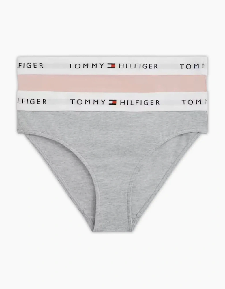 Girls 2-Pack Heritage Logo Bikini Briefs, Grey/Pink