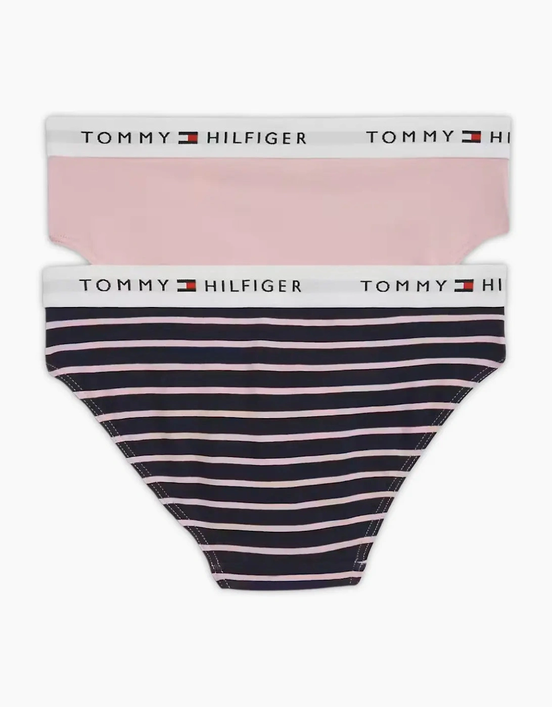 Girls 2-Pack Breton Stripe Bikini Briefs, Pink/Navy