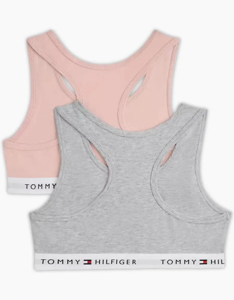 Girls 2-Pack Heritage Logo Bralette Set, Grey/Pink