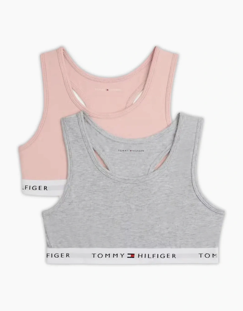Girls 2-Pack Heritage Logo Bralette Set, Grey/Pink