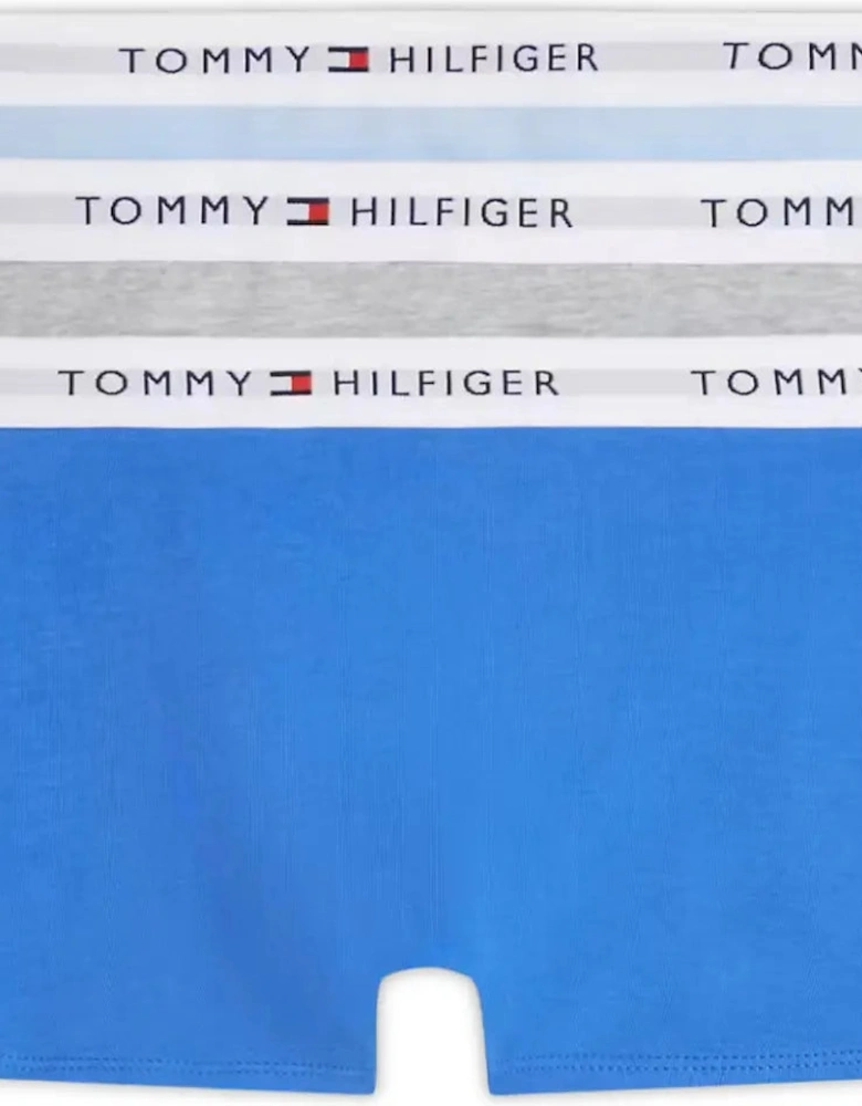 3-Pack Heritage Logo Boys Boxer Trunks, Blue/Grey/Blue