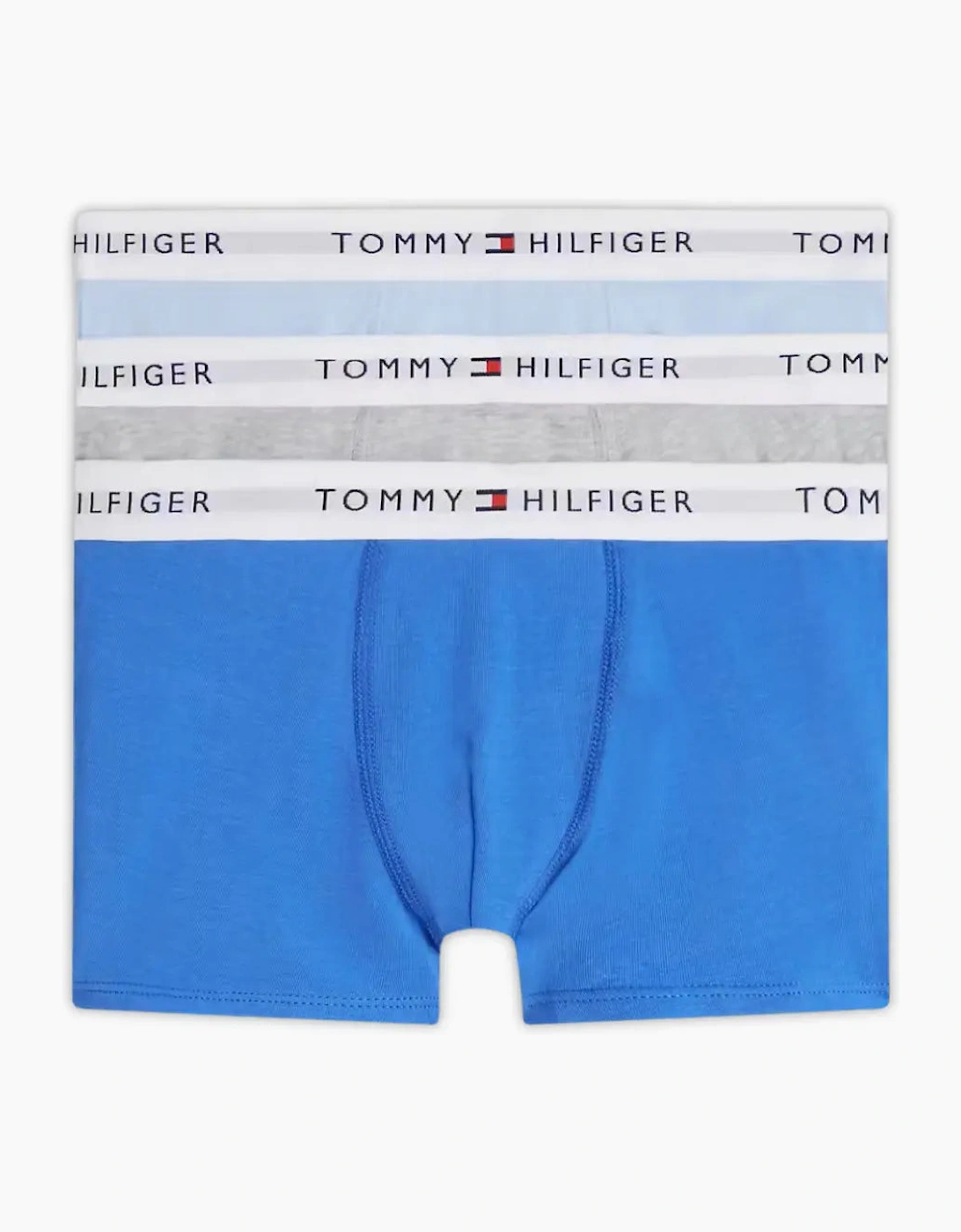 3-Pack Heritage Logo Boys Boxer Trunks, Blue/Grey/Blue