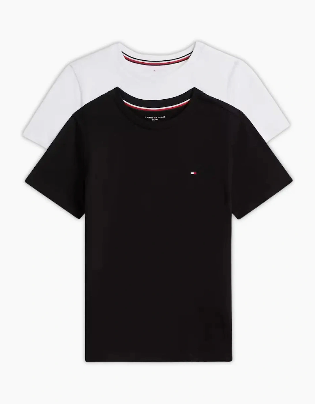 Tommy Hilfiger Tommy Hilfiger Boy's 2-Pack Flag Logo Boys T-Shirts, Black/White