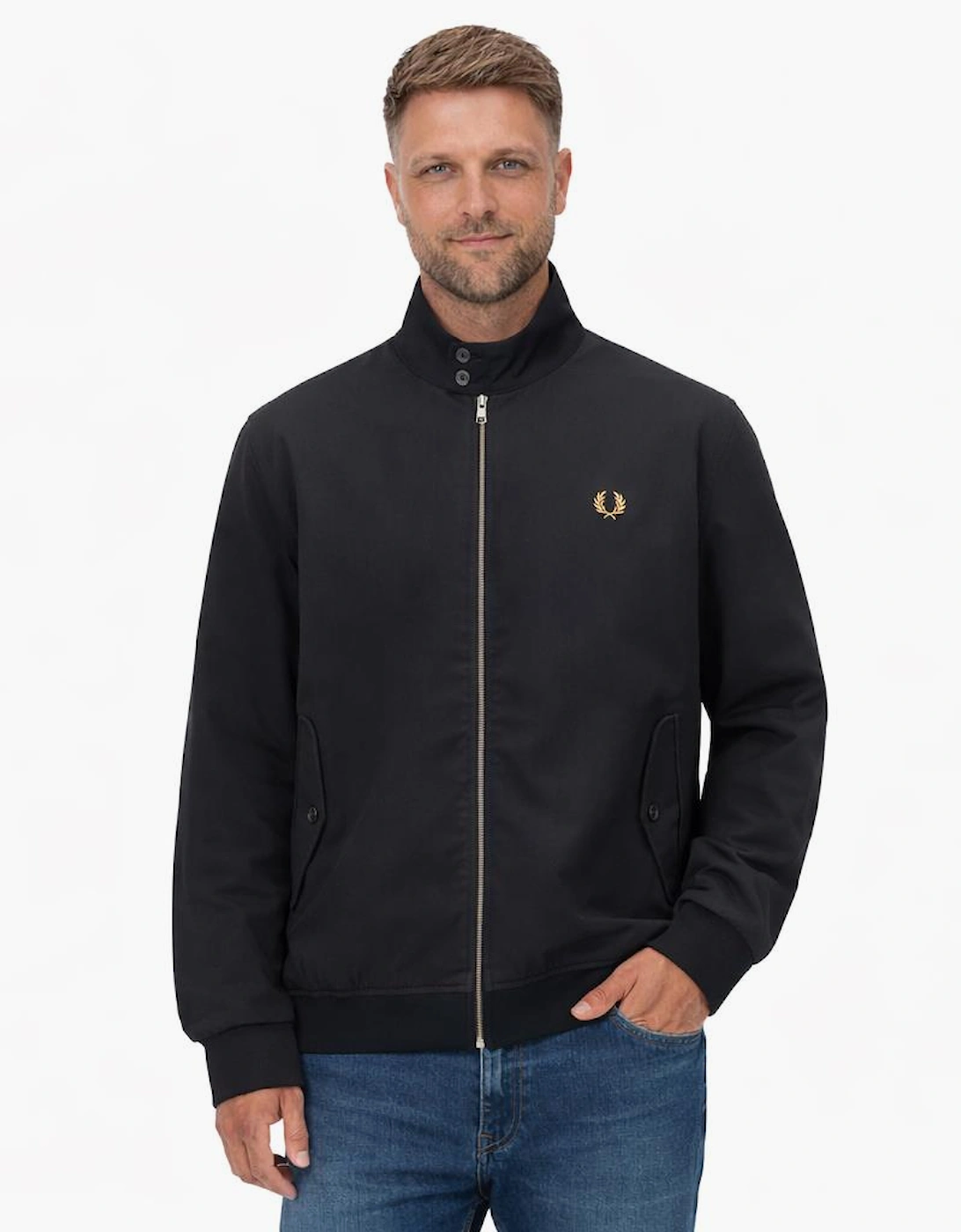 Fred Perry Twill Harrington Jacket Black