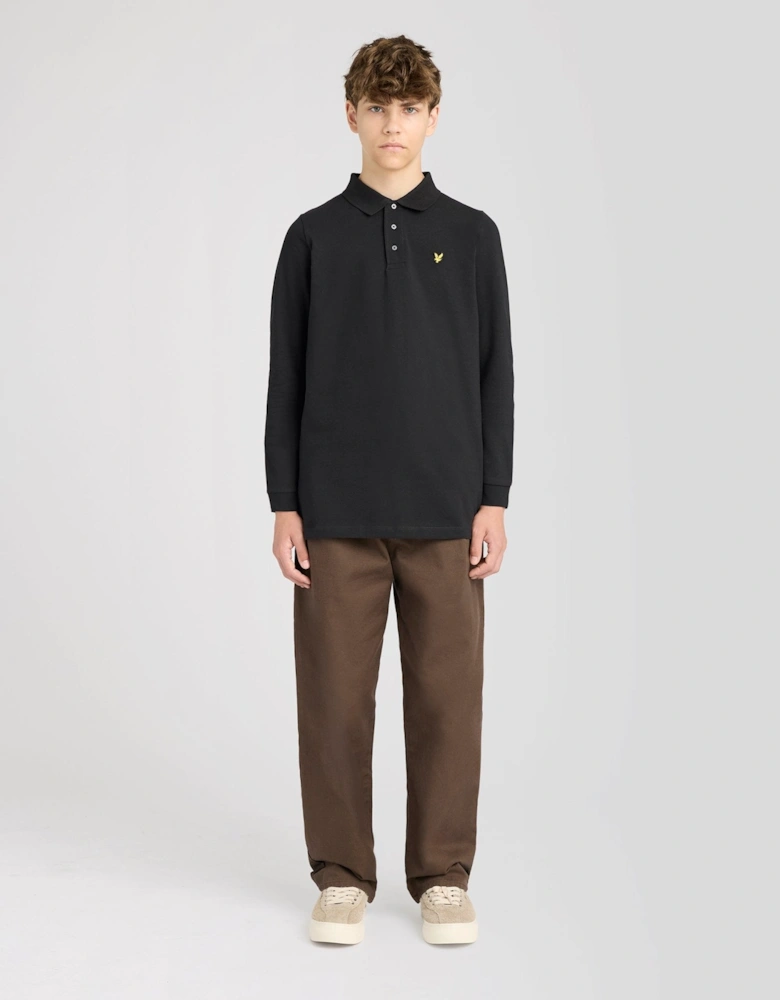 Long Sleeve Cotton Polo Shirt