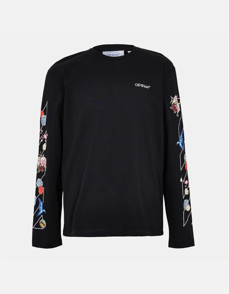 Embroidered Crew Neck Long Sleeve Jersey T-Shirt