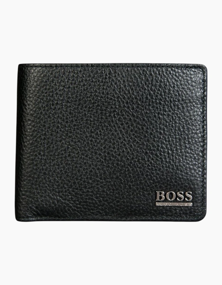 Hugo Boss Mens Genuine Leather Wallet Moneme Bifold Credit Card Holder Black